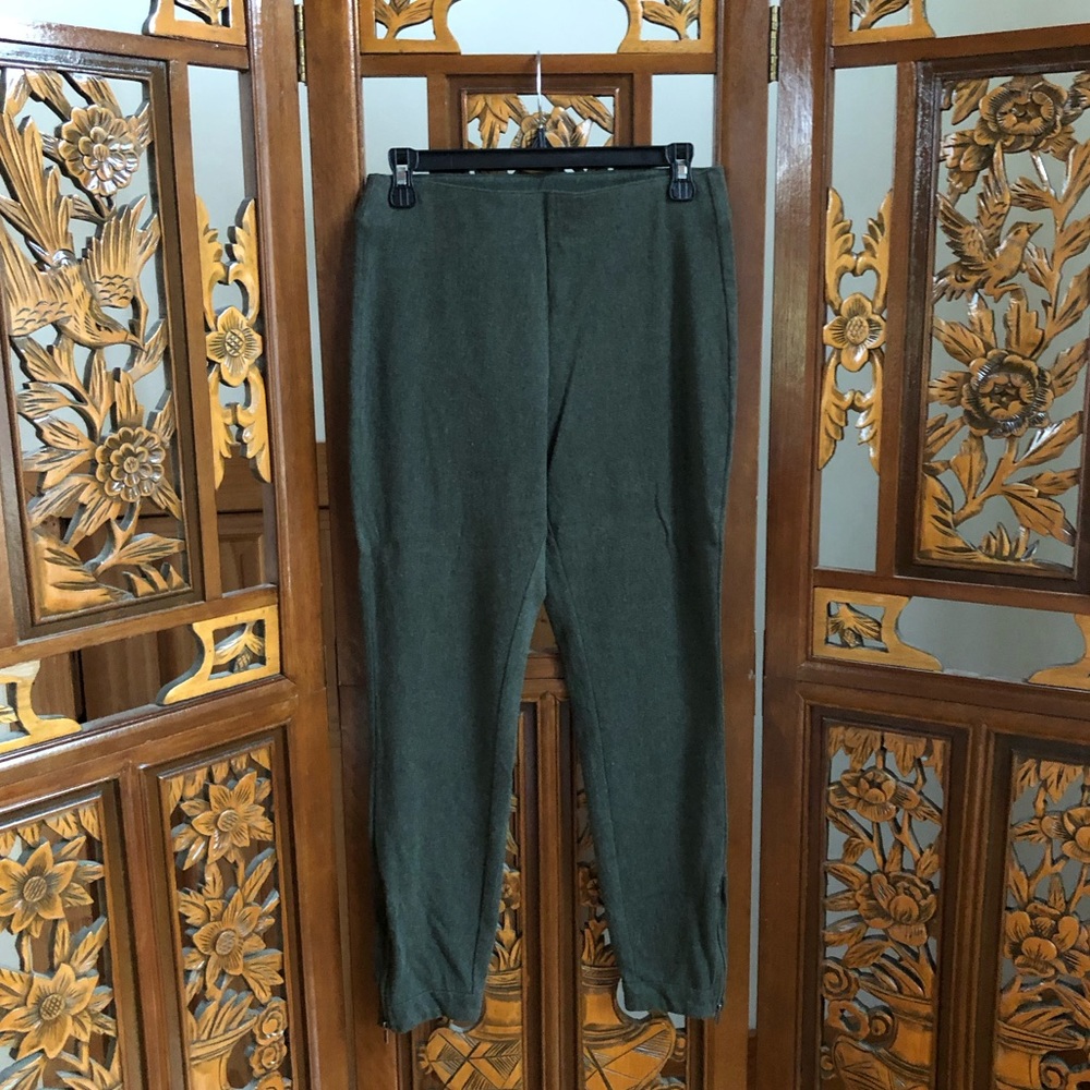Utopia by Hue Gray Leggings Women Sz M Zipper Hem Detail Cotton Blend Casual